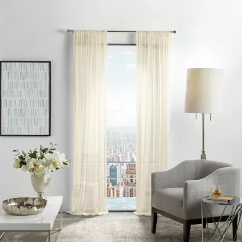 Martha Stewart Glacier Rod Pocket Sheer Set of 2 Curtain Panel