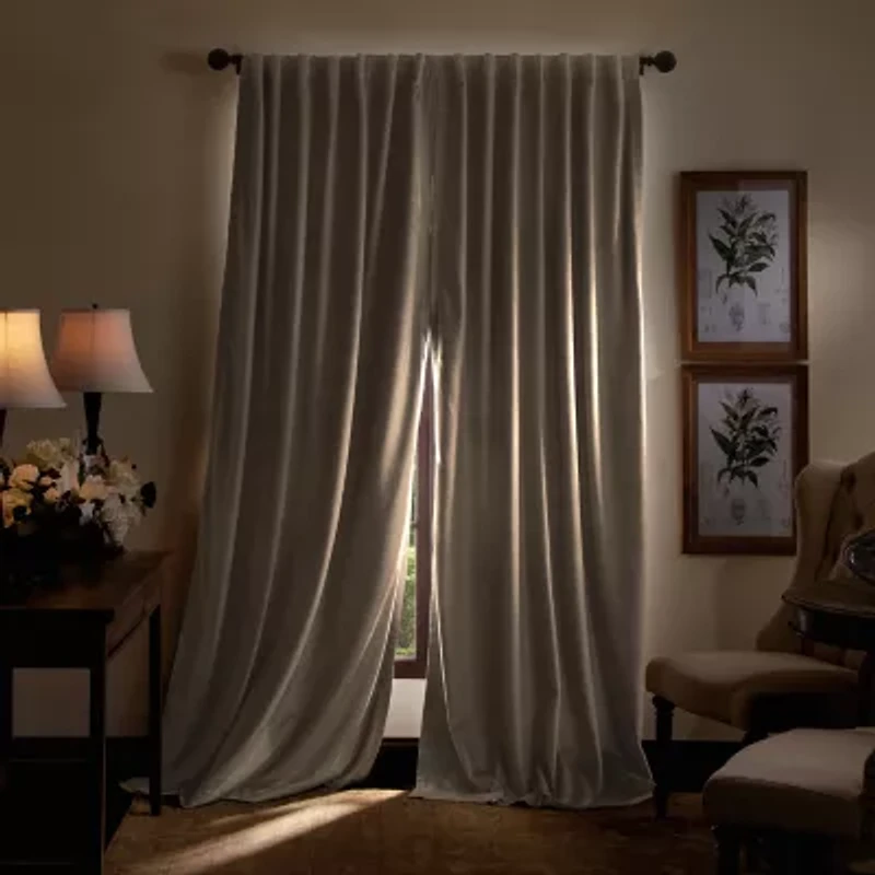 Martha Stewart Lucca Velvet Rod Pocket Blackout Set of 2 Curtain Panel