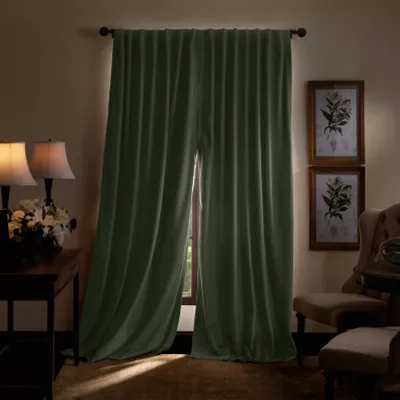 Martha Stewart Lucca Velvet Rod Pocket Blackout Set of 2 Curtain Panel