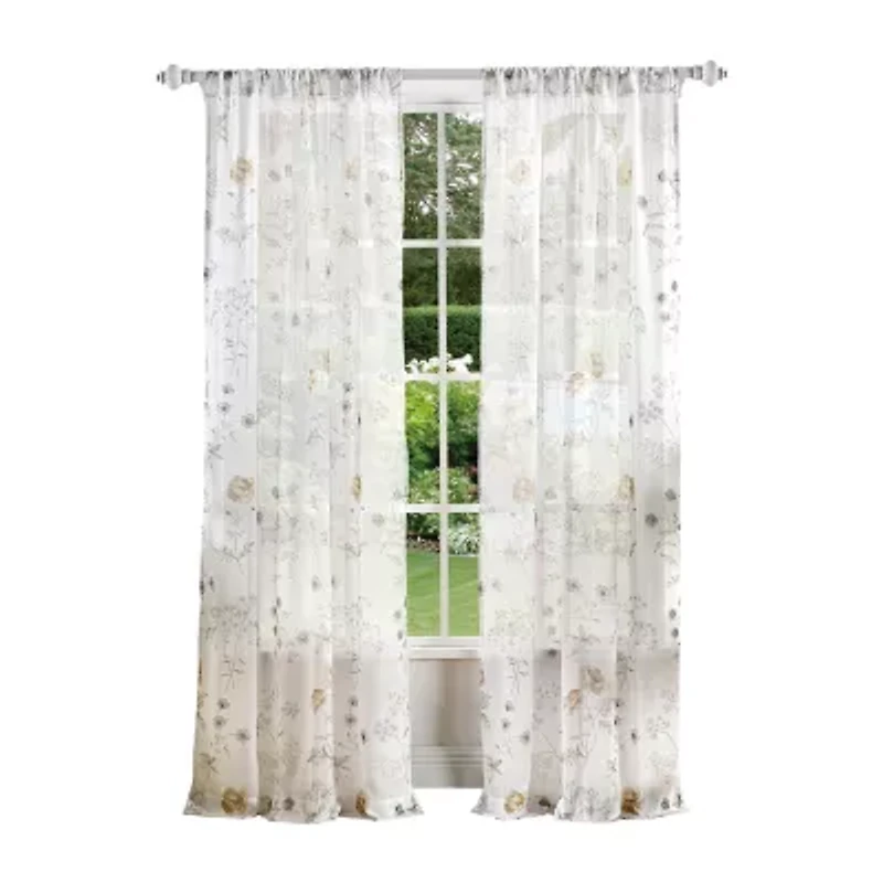 Martha Stewart Marthas Garden Rod Pocket Light-Filtering Set of 2 Curtain Panel