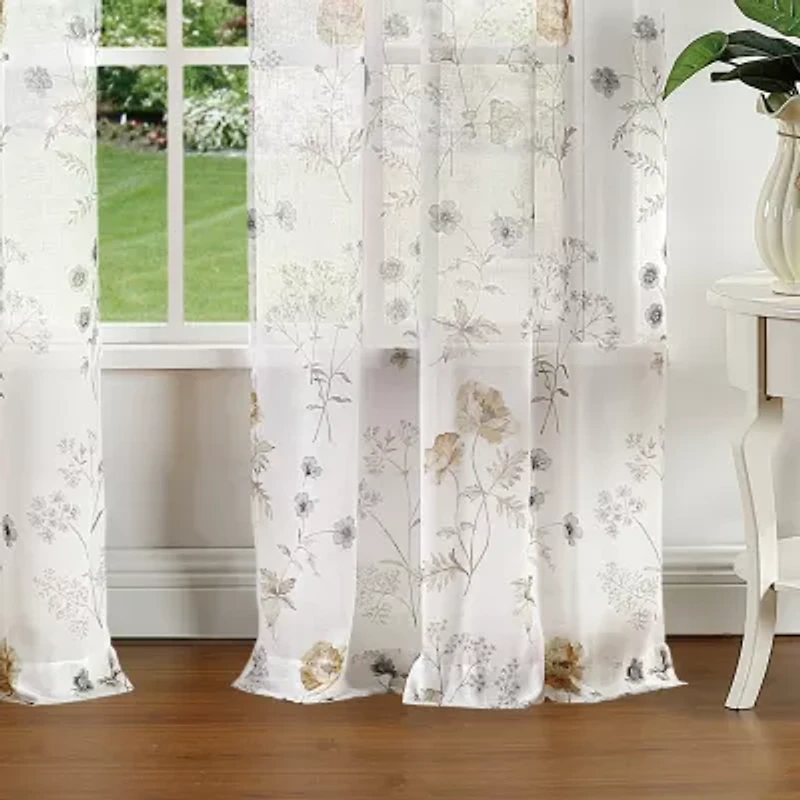 Martha Stewart Marthas Garden Rod Pocket Light-Filtering Set of 2 Curtain Panel
