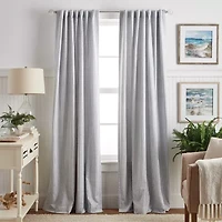 Martha Stewart Ticking Stripe Rod Pocket Back Tab Blackout Set of 2 Curtain Panel