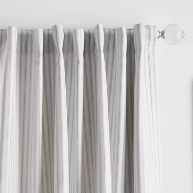 Martha Stewart Ticking Stripe Rod Pocket Back Tab Blackout Set of 2 Curtain Panel