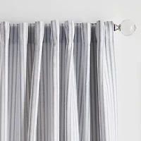 Martha Stewart Ticking Stripe Rod Pocket Back Tab Blackout Set of 2 Curtain Panel