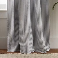 Martha Stewart Ticking Stripe Rod Pocket Back Tab Blackout Set of 2 Curtain Panel