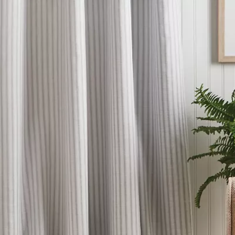Martha Stewart Ticking Stripe Rod Pocket Back Tab Blackout Set of 2 Curtain Panel