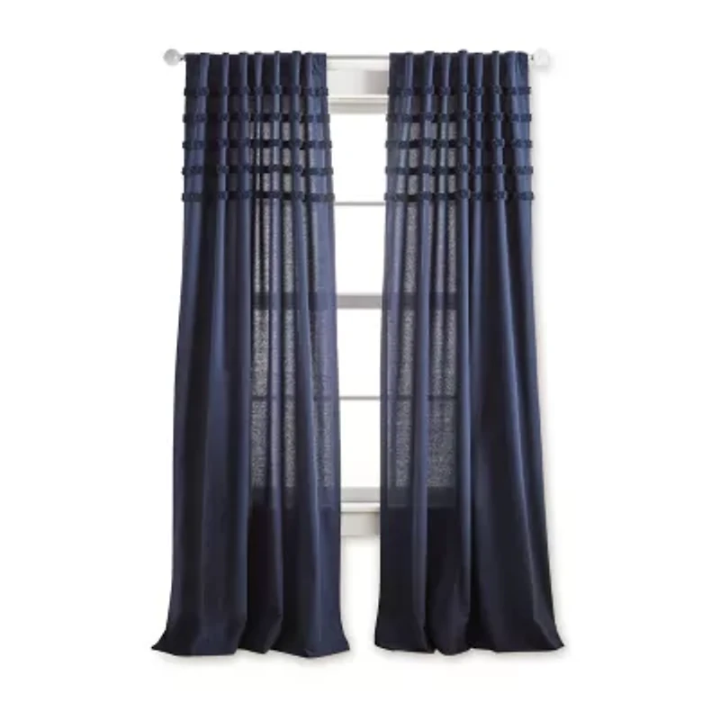 Martha Stewart Waters Edge Rod Pocket Back Tab Light-Filtering Set of 2 Curtain Panel