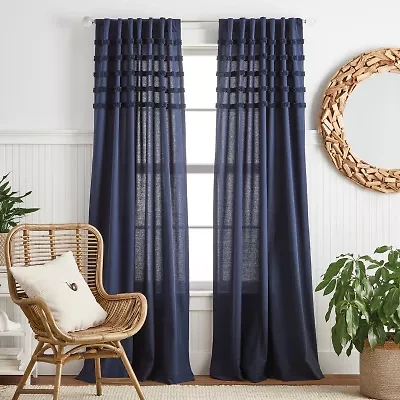 Martha Stewart Waters Edge Rod Pocket Back Tab Light-Filtering Set of 2 Curtain Panel