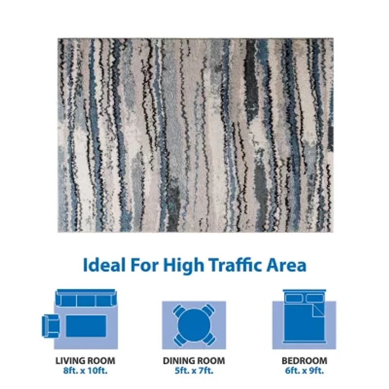 Madison Park Cadence Cozy Shag Abstract Machine Woven Skid Resistant Indoor Rectangular Area Rug