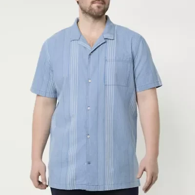 mutual weave Mens Short Sleeve Big and Tall Camp Shirt