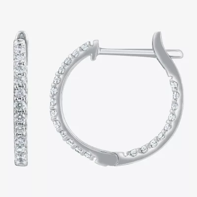 1 CT. T.W. Genuine White Diamond 14K or Yellow Gold 20.3mm Hoop Earrings