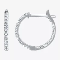 1 CT. T.W. Genuine White Diamond 14K or Yellow Gold 20.3mm Hoop Earrings