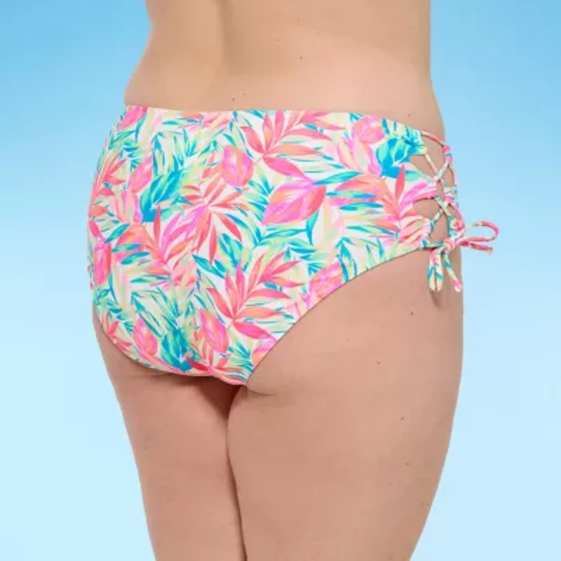 Decree Womens Leaf Juniors Plus High Waist Bikini Swimsuit Bottom