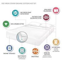 Madison Park Organic Cotton 300tc Deep Pocket Sheet Set