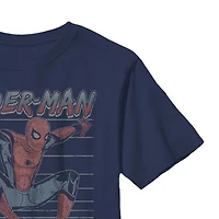 Disney Collection Little & Big Kid Boys Crew Neck Short Sleeve Regular Fit Marvel Spiderman Graphic T-Shirt