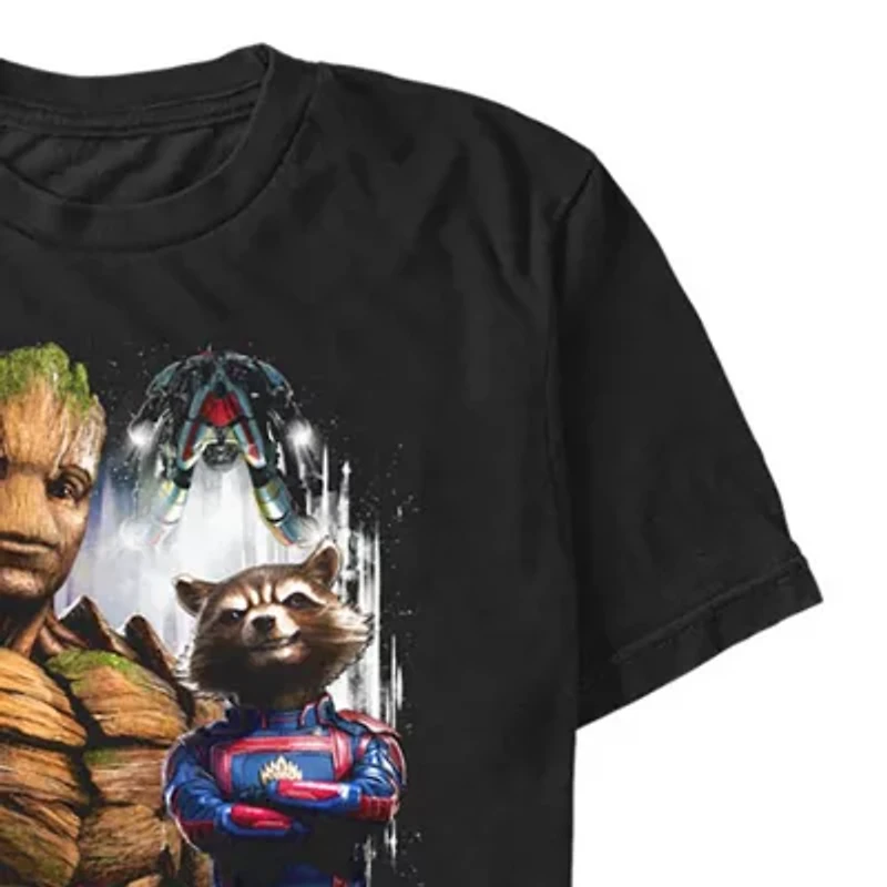 Mens Crew Neck Short Sleeve Regular Fit Guardians of the Galaxy Graphic T-Shirt