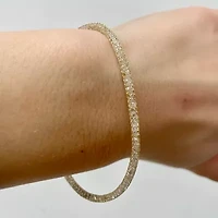 Made in Italy Womens 10K Gold 7.5 Inch Solid Link Chain Bracelet