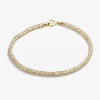 Made in Italy Womens 10K Gold 7.5 Inch Solid Link Chain Bracelet