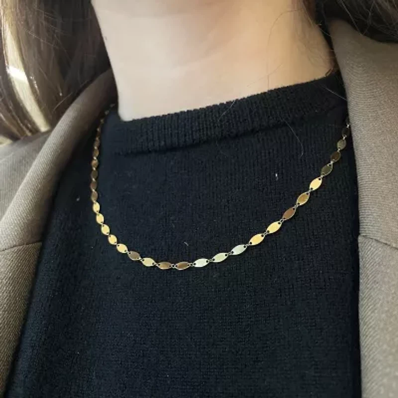 Made in Italy Womens 14K Gold 18 Inch Link Chain Necklace