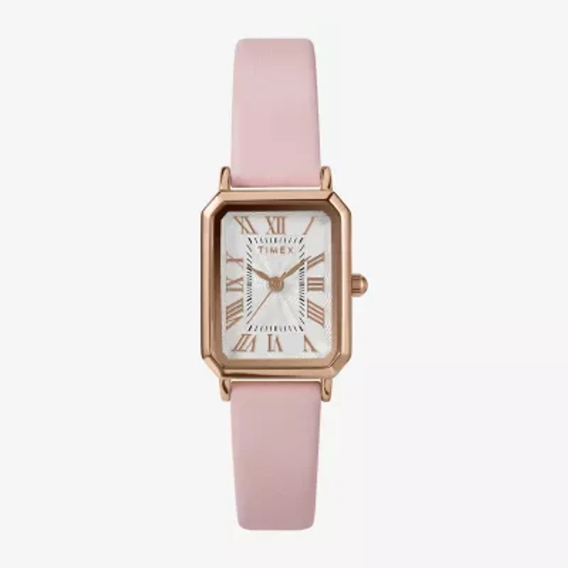 Timex Womens Pink Leather Strap Watch Tw2y01100ji