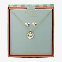 Bijoux Bar Delicates Womens Cubic Zirconia Heart 2-pc. Jewelry Set