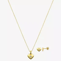 Bijoux Bar Delicates Womens Cubic Zirconia Heart 2-pc. Jewelry Set