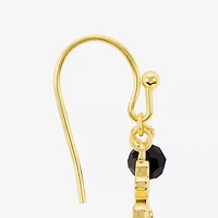 Silver Reflections Womens Black Crystal 14K Gold Over Brass Cross Drop Earrings