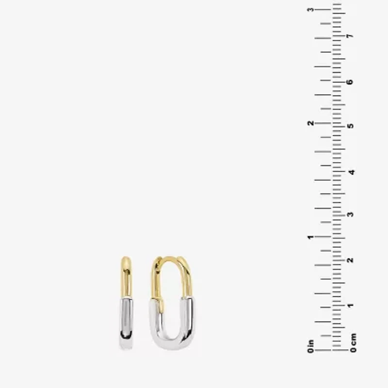 Silver Reflections Womens 21.1mm Rectangular Hoop Earrings
