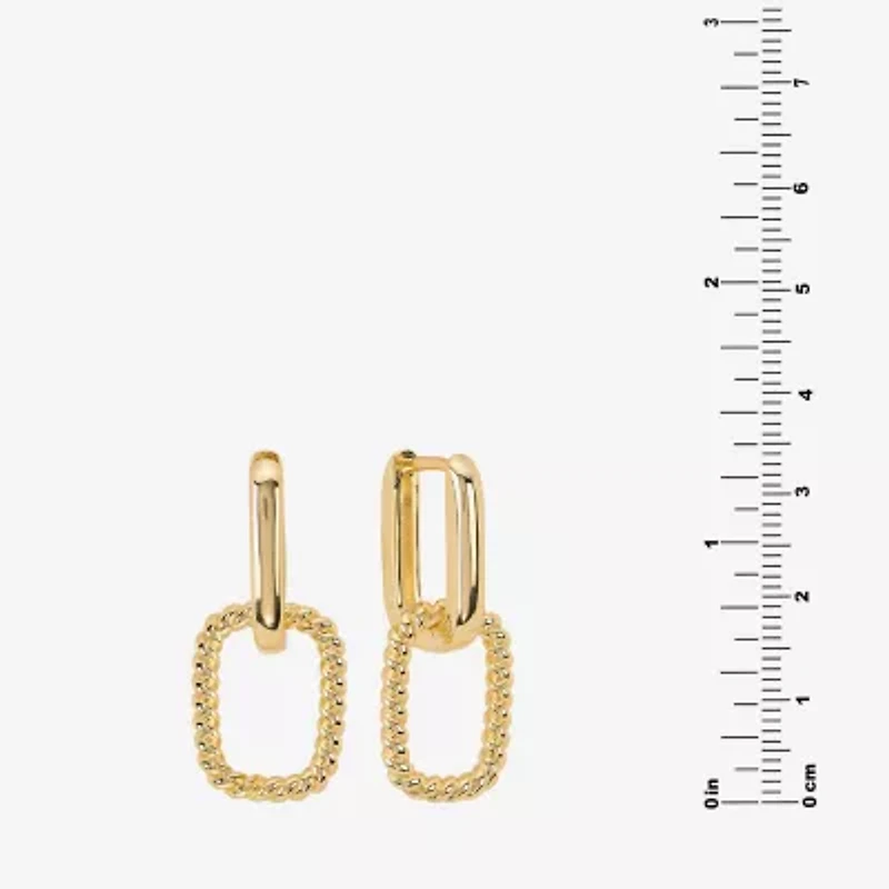Silver Reflections Womens 14K Gold Over Brass Rectangular Drop Earrings
