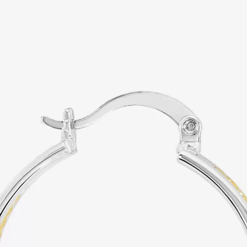 Silver Reflections Womens 34.7mm Hoop Earrings