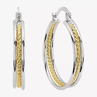 Silver Reflections Womens 34.7mm Hoop Earrings