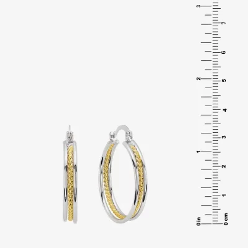 Silver Reflections Womens 34.7mm Hoop Earrings