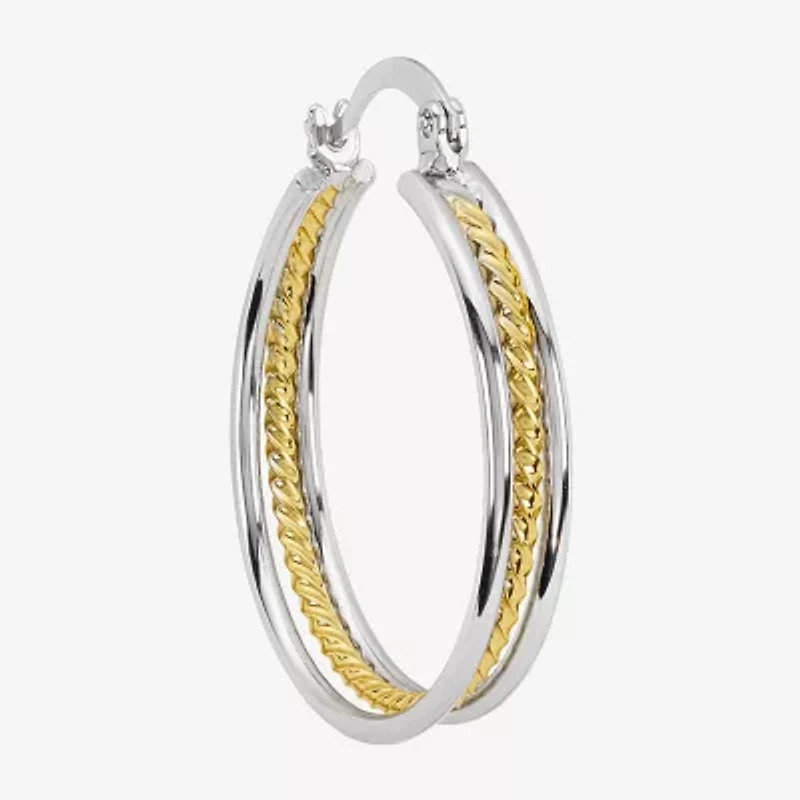 Silver Reflections Womens 34.7mm Hoop Earrings