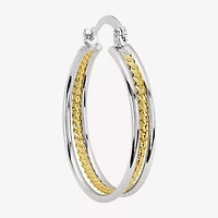 Silver Reflections Womens 34.7mm Hoop Earrings