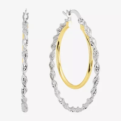 Silver Reflections Womens 41.9mm Hoop Earrings