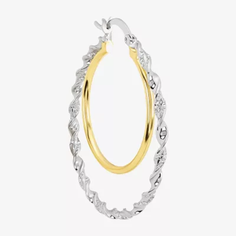 Silver Reflections Womens 41.9mm Hoop Earrings