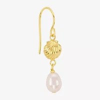 Silver Reflections Womens White Simulated Pearl 14K Gold Over Brass Drop Earrings