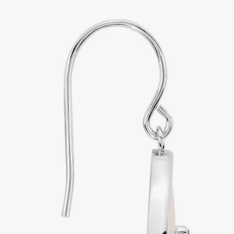 Silver Reflections Womens White Mother Of Pearl Simulated Pearl Pure Silver Over Brass Drop Earrings