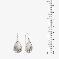 Silver Reflections Womens White Mother Of Pearl Simulated Pearl Pure Silver Over Brass Drop Earrings