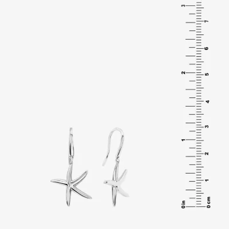 Silver Reflections Starfish Womens Pure Silver Over Brass Drop Earrings