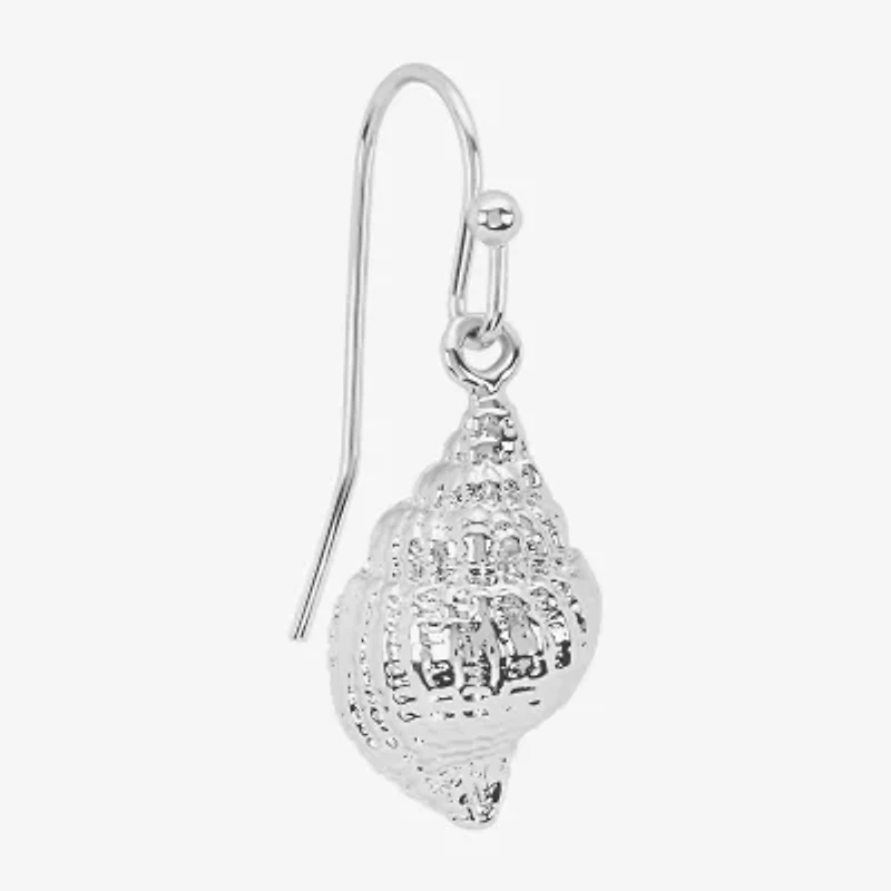 Silver Reflections Shell Womens Pure Silver Over Brass Drop Earrings