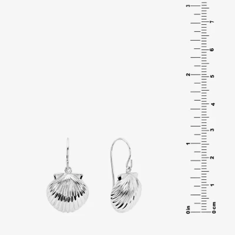 Silver Reflections Shell Womens Pure Silver Over Brass Drop Earrings
