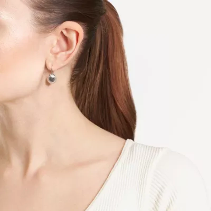 Silver Reflections Shell Womens Pure Silver Over Brass Drop Earrings