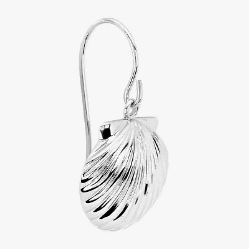 Silver Reflections Shell Womens Pure Silver Over Brass Drop Earrings