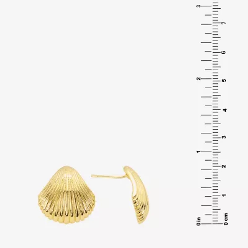 Silver Reflections Shell 14K Gold Over Brass 20.3mm Stud Earrings