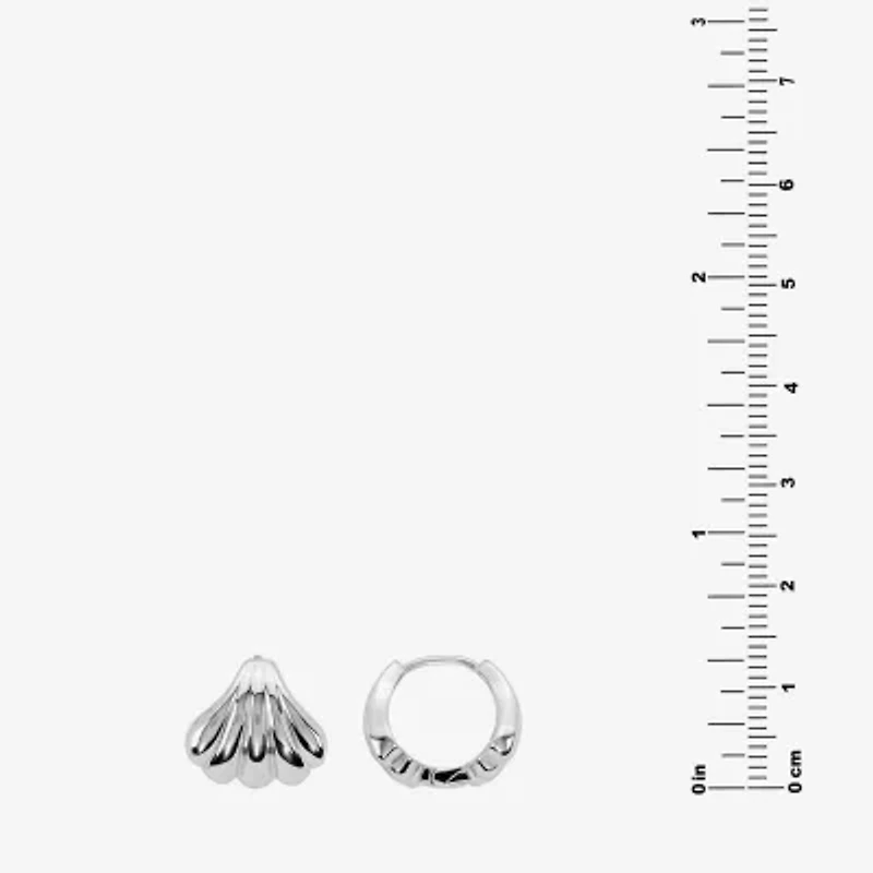 Silver Reflections Shell Womens 13.2mm Hoop Earrings