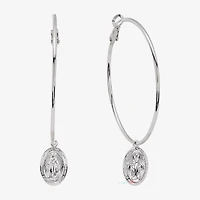 Silver Reflections Saint Mary Womens 64.5mm Hoop Earrings