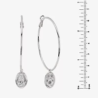 Silver Reflections Saint Mary Womens 64.5mm Hoop Earrings