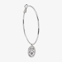 Silver Reflections Saint Mary Womens 64.5mm Hoop Earrings