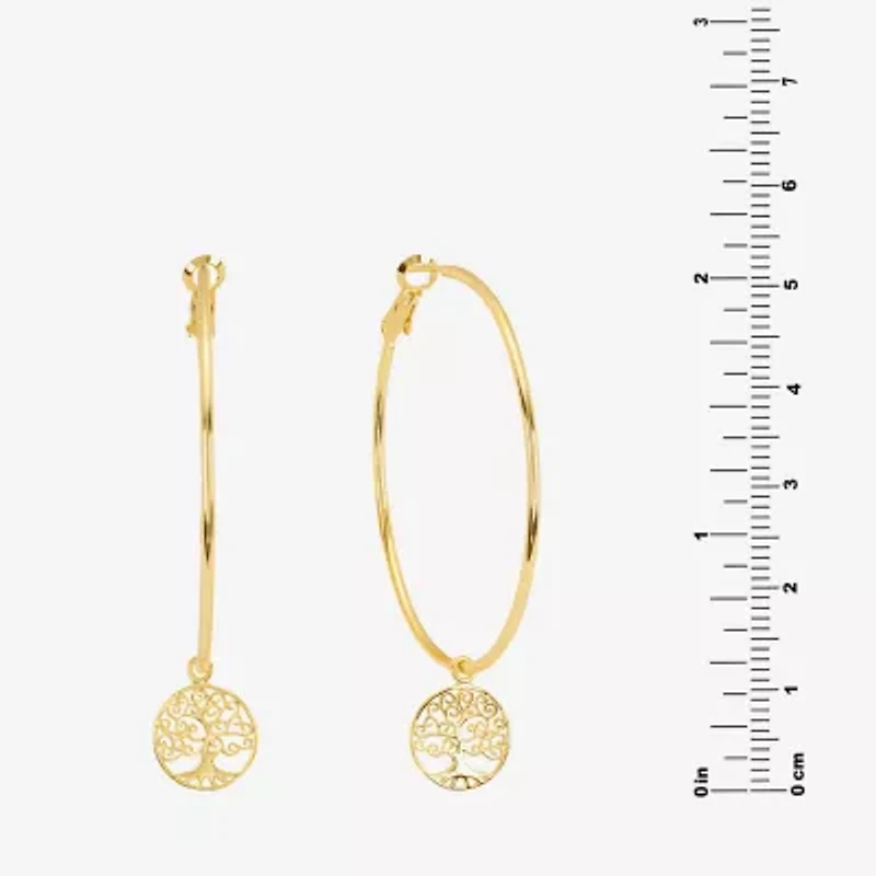 Silver Reflections Saint Jude Womens 14K Gold Over Brass 64.5mm Hoop Earrings